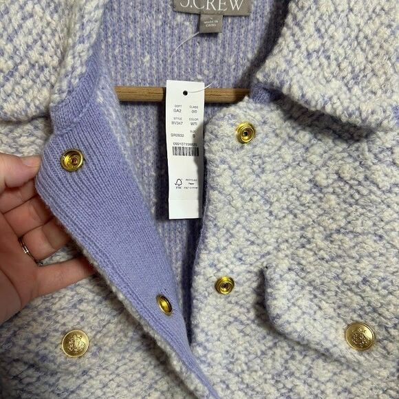 NEW J. CREW Collared Lady Jacket S Wool Boucle Periwinkle Lavender Purple NWT - Picture 8 of 9